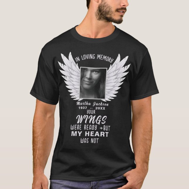 Camiseta Foto de Lembrança & Angel Wings Memorial T-Shirt (Frente)