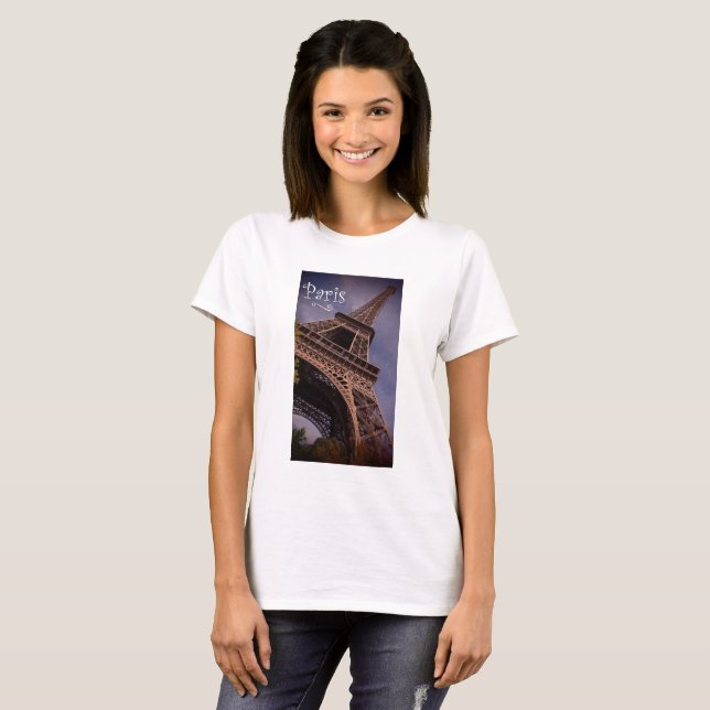 Camiseta Foto de Marco Famoso da Torre Eiffel de Paris (Frente Completa)