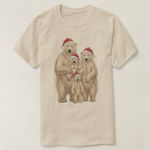 Camiseta foto de Natal de uma família de ursos polares