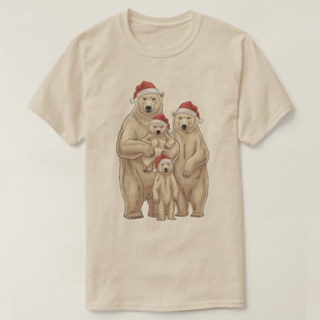 Camiseta Foto de Natal de uma família de ursos polares (Frente do Design)
