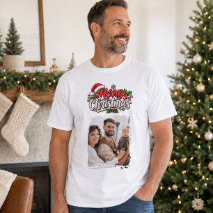 Camiseta Foto de Natal família amigos