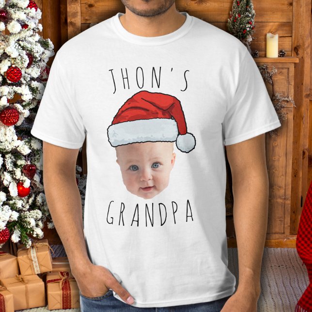Camiseta Foto de Natal personalizada do rosto do bebê Santa (Criador carregado)