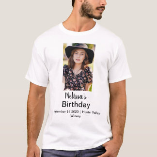 Camiseta Foto de Nome Personalizado de Aniversário