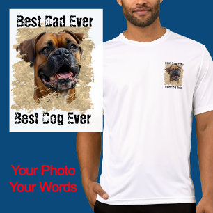 Camiseta Foto de Pai de Cachorro Boxer Preto e Dourado Únic