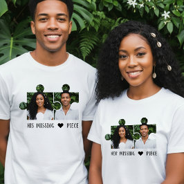 Camiseta Foto de Peça de Quebra-Cabeça Casal