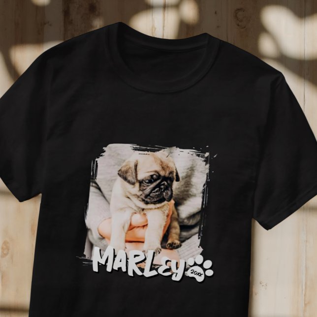 Camiseta Foto de Pet Personalizada de Grunge Simples Reprod (Criador carregado)