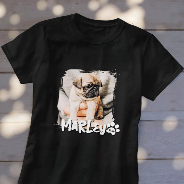 Camiseta Foto de Pet Personalizada de Grunge Simples Reprod (Criador carregado)