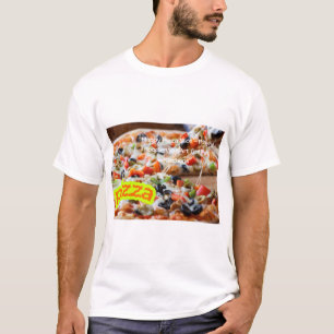 Camiseta Foto de Pizza Quente - Imagem de Comida Real e Fum