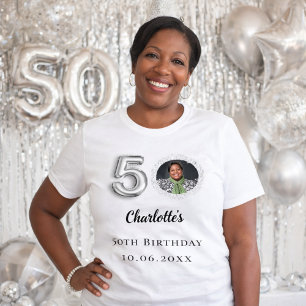 Camiseta Foto de prata do 50º aniversário