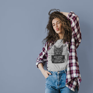 Camiseta Foto de Prisão do Gato Mau NYPD Presente Divertido