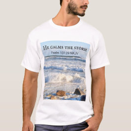 Camiseta Foto de Stormy Sea Ele Calma a Bíblia das Tempesta