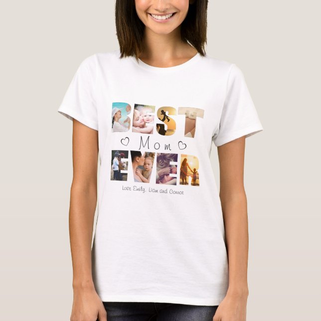 Camiseta Foto de texto personalizada da melhor mãe (Frente)