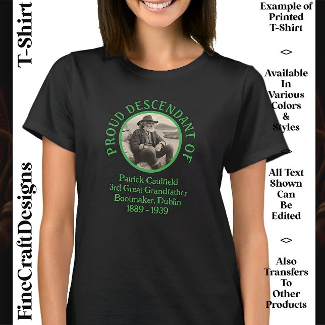 Camiseta Foto de texto personalizado, Irish Roots Rua Dia d (Criador carregado)