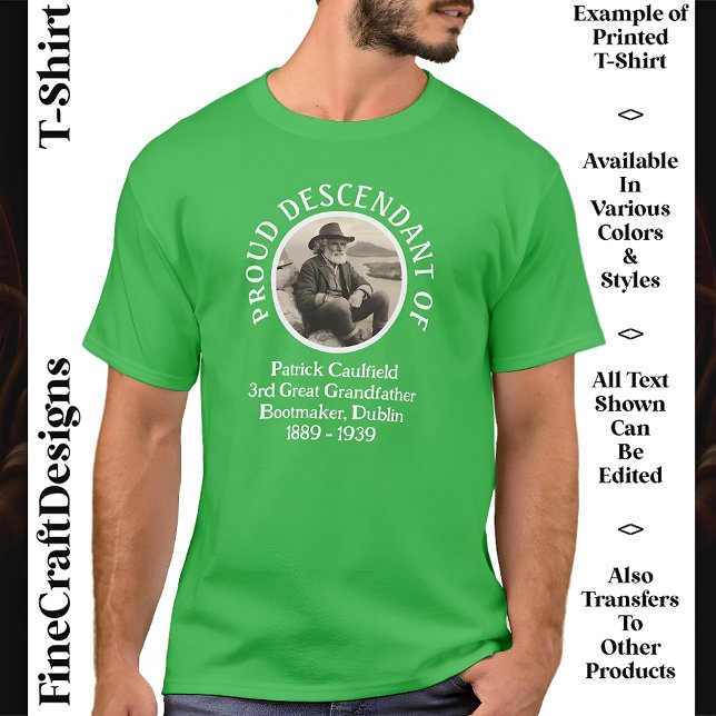 Camiseta Foto de texto personalizado, Irish Roots Rua Dia d (Criador carregado)
