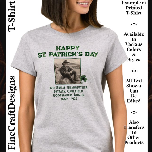 Camiseta Foto de texto personalizado, Irish Roots Rua Dia d (Criador carregado)