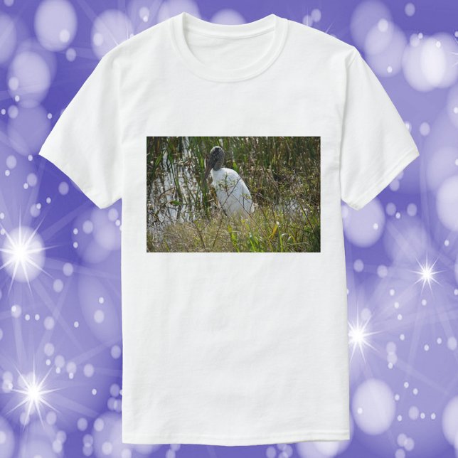 Camiseta Foto de Wood Stork Bird Florida (A shirt featuring a photograph of a wood stork bird in Florida wetlands.)