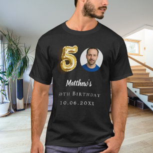 Camiseta Foto do 50º aniversário em ouro negro