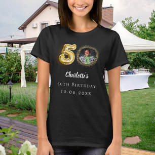 Camiseta Foto do 50º aniversário em ouro negro