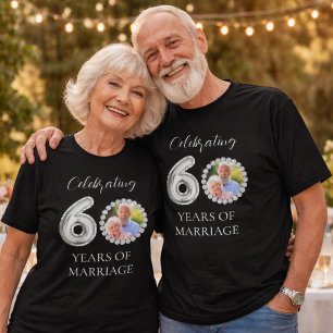 Camiseta foto do 60º aniversário de casamento diamantes hom