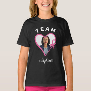 Camiseta Foto do Coração Cor de Fita Rosa de Suporte da Equ