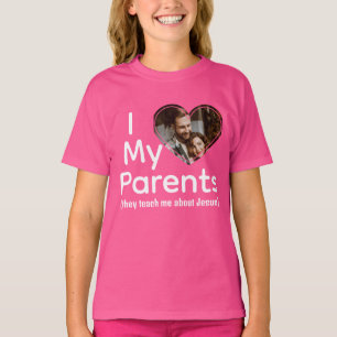 Camiseta Foto do coração que amo meus pais Jesus