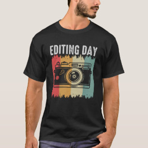 Camiseta Foto do dia de edição da câmera fotográfica