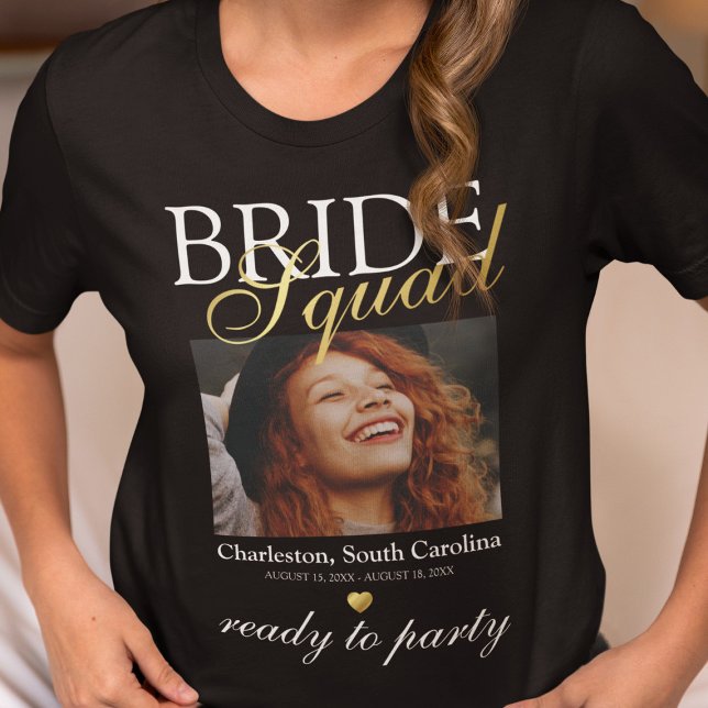 Camiseta Foto do Esquadrão de Noivas da Bachelorette Elegan (Criador carregado)
