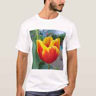 Camiseta Foto do Jardim Floral de Tulip Vermelho e Amarelo