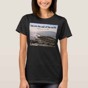 Camiseta Foto do Sal Oceânico da Bíblia Verso Preto