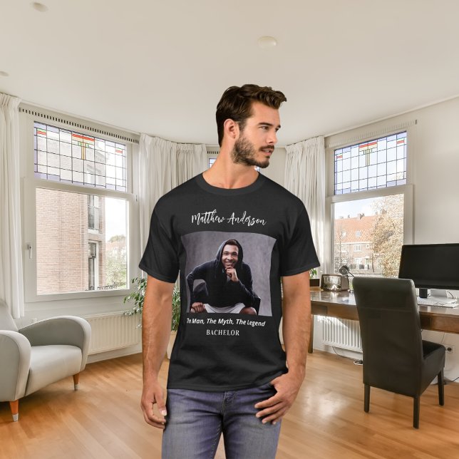 Camiseta Foto do solteirão homem mito lenda nome diversão (Criador carregado)