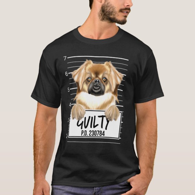 Camiseta Foto do Spaniel Tibetano Culpado (Frente)