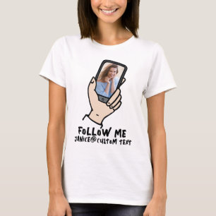 Camiseta Foto do telefone do follower do influenciador de m