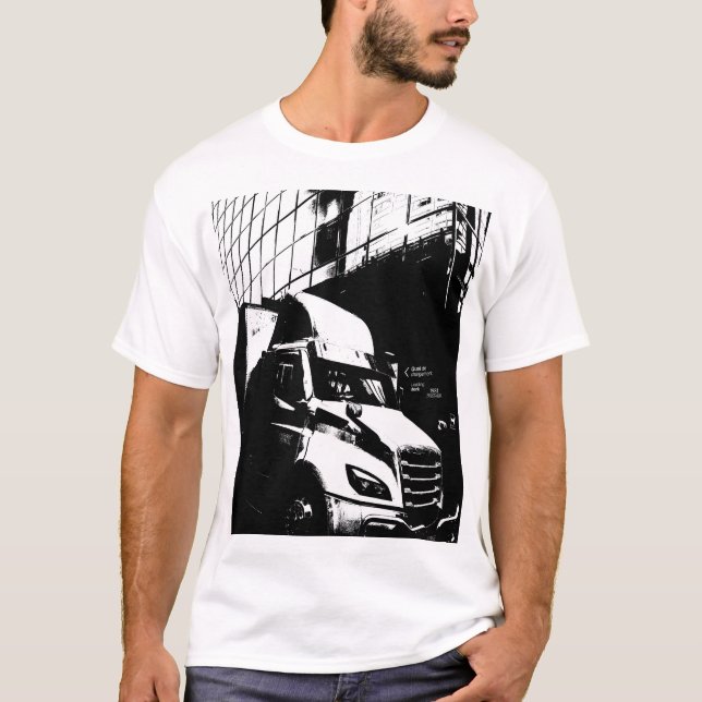 Camiseta Foto Dramática de Caminhão Canadense Posterizada (Frente)