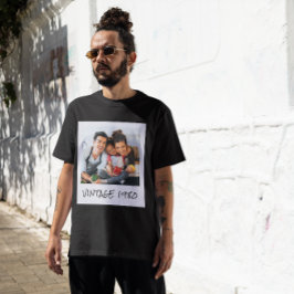 Camiseta Foto e Ano Vintage Personalizados Preto