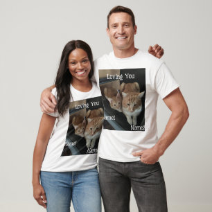 Camiseta Foto E Nomes De Dois Gatos, Texto Personalizável E