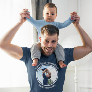 Camiseta Foto e texto personalizados do primeiro pai feliz