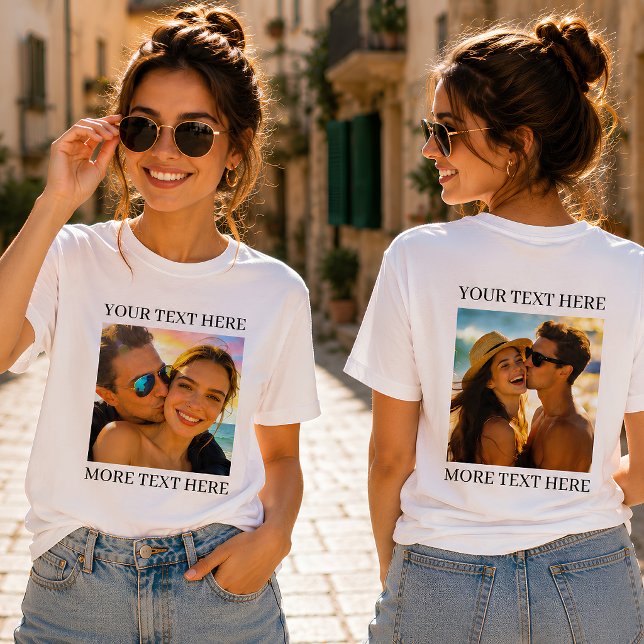 Camiseta Foto e Texto Personalizados em Duas Faces (Criador carregado)
