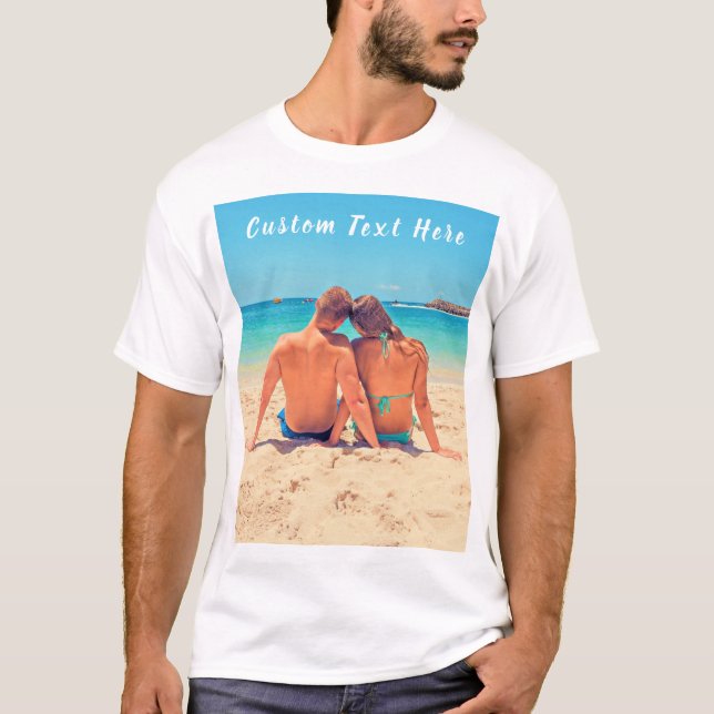 Camiseta Foto e texto personalizados - seu próprio Design p (Frente)