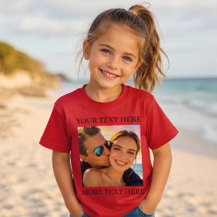Camiseta Foto e Texto Personalizados Vermelho Escuro