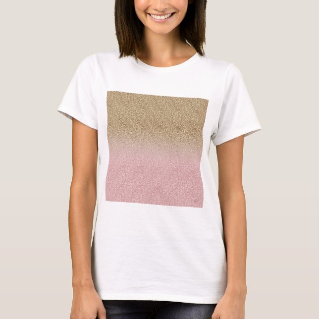 Camiseta Foto Elegante Rosa Dourada e Dourada Glitter Spark (Frente)