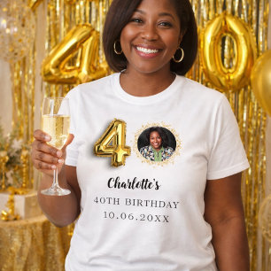 Camiseta foto em ouro de aniversário de 40 anos