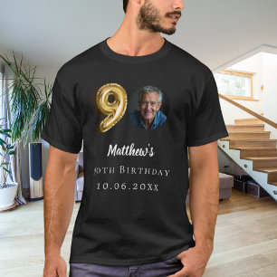 Camiseta foto em preto e dourado de 90 anos de idade