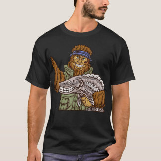 Camiseta Foto engraçada de Bigfoot pescando esturjão