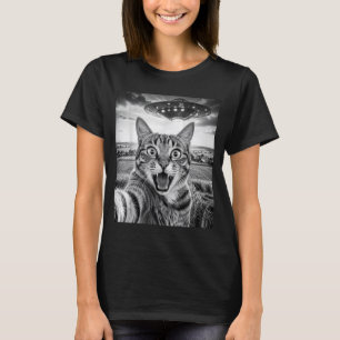 Camiseta Foto engraçada de gato com alienígena de OVNI Gráf