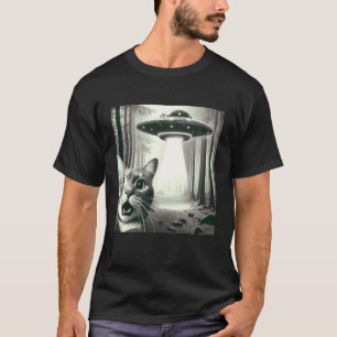 Camiseta Foto engraçada de gato com Gráfico de OVNI Alien H