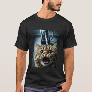 Camiseta Foto engraçada de gato persa com meme de perseguiç