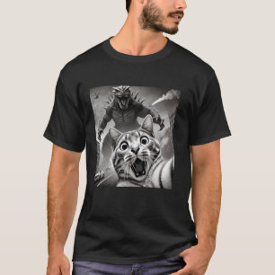 Camiseta Foto engraçada de gato surpreso humor kaiju constr