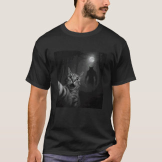 Camiseta Foto engraçada de Halloween de gato assustado com