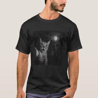 Camiseta Foto engraçada de Halloween de gato surpreso e ass