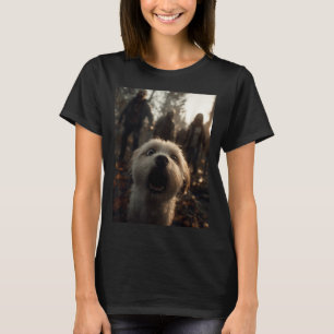 Camiseta Foto Engraçada de Maltês com Zumbis no Halloween A